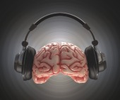 Human brain and headphone, artwork