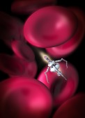Nanobot in the bloodstream, illustration
