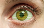 Human eye with binary code
